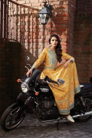 Yellow LIVAECO Bomber Jacket-Kalidar Skirt Set