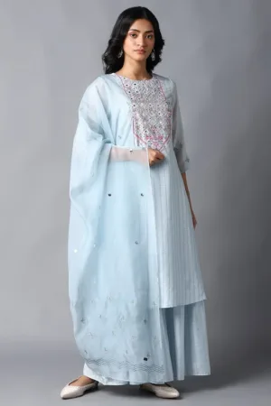 Light Blue kurta, Sharara And Dupatta Set