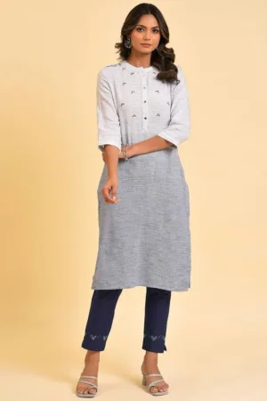 Grey And Blue Ombre Embroidered kurta