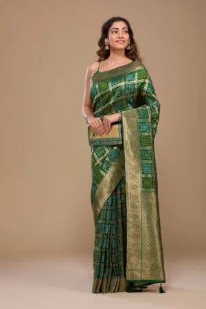 Leaf Green Zariwork Art Silk Saree