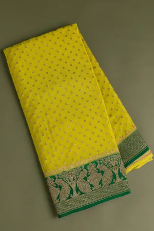Parrot Green Zariwork Banarasi Saree