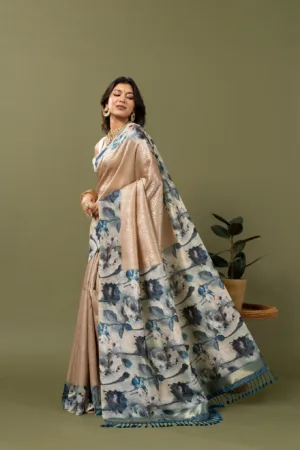 Mohini Cream flowering Saree