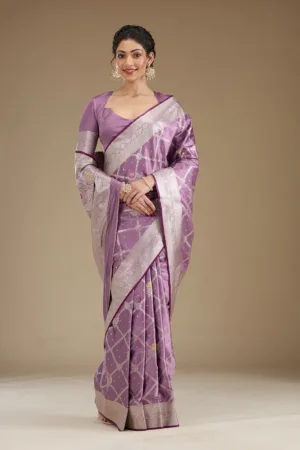 Lavender Zariwork Satin Saree