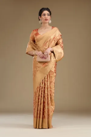 Rust Zariwork Tissue Saree