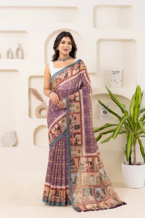 Purnima Bandhani Block Print Saree