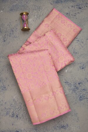 Baby Pink Zariwork Pure Silk Saree