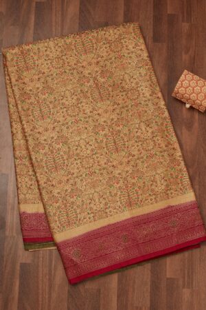 Beige Zariwork Art Silk Saree
