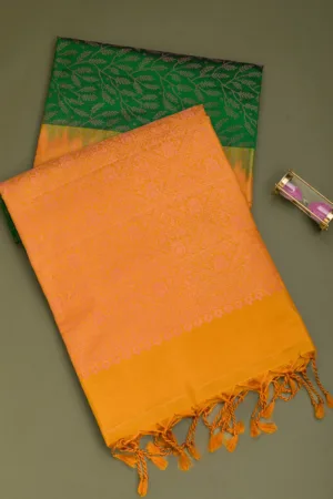 Bottle Green Zariwork Pure Silk Saree