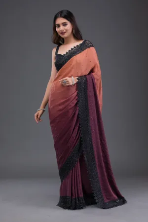 Brown Zariwork Art Silk Saree