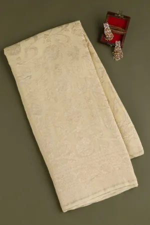 Cream Zariwork Pure Silk Saree