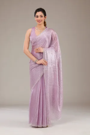Lavender Stonework Georgette Saree