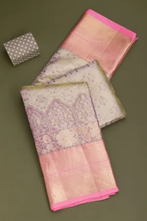 Lavender Zariwork Pure Silk Saree