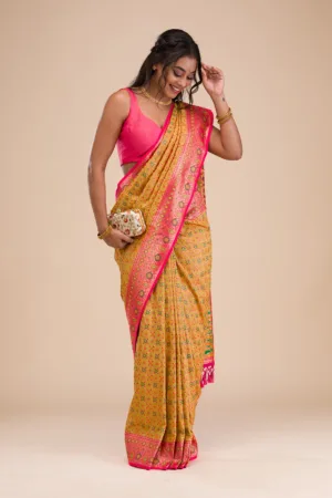 Mehendi Zariwork Soft Silk Saree