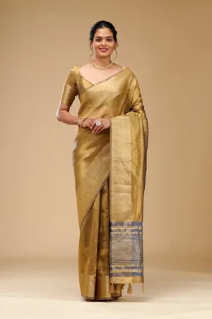 Mehendi Zariwork Tissue Saree