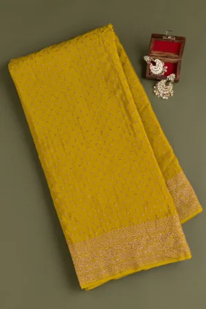 Mustard Zariwork Pure Silk Saree
