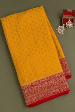 Mustard Zariwork Pure Silk Saree