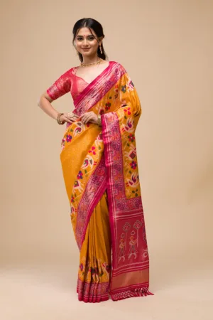 Mustard Zariwork Soft Silk Saree