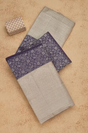Navy Blue Zariwork Pure Silk Saree