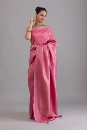 Onion Pink Zariwork Banarasi Saree