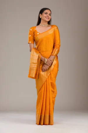 Orange Zariwork Soft Silk Saree