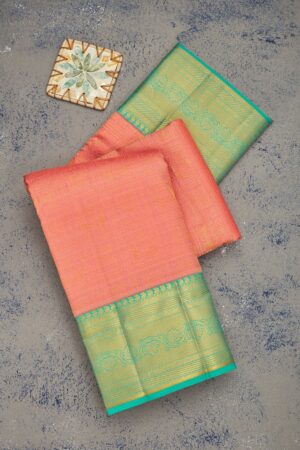 Peach Zariwork Pure Silk Saree