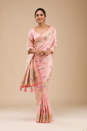Pink Stonework Soft Silk Saree
