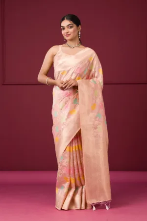 Pink Zariwork Tissue Saree
