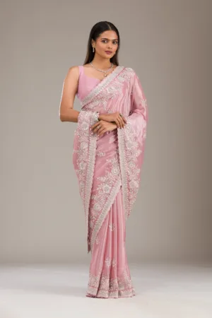 Pink Zariwork Tissue Saree