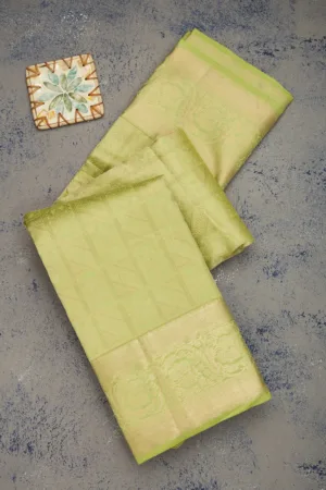 Pista Green Zariwork Pure Silk Saree