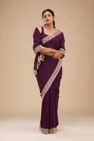 Purple Zariwork Soft Silk Saree
