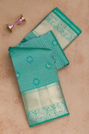 Rama Green Zariwork Pure Silk Saree