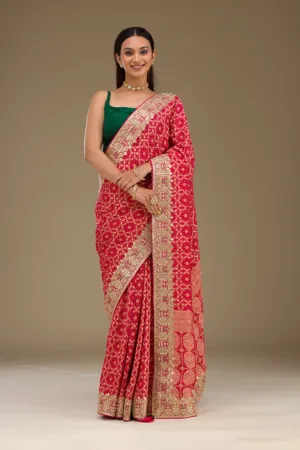 Rani Pink Gotapatti Chiffon Saree