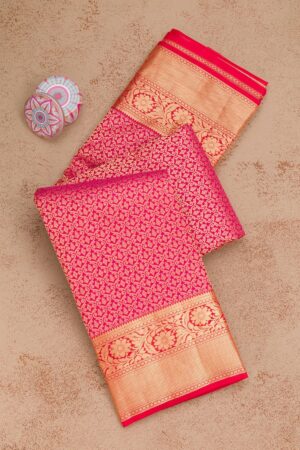 Rani Pink Zariwork Pure Silk Saree