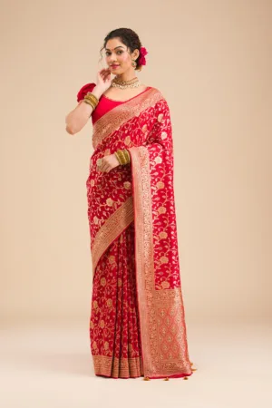 Red Zariwork Banarasi Silk Saree