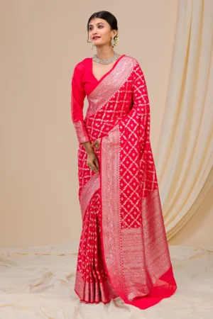 Red Zariwork Chanderi Silk Saree