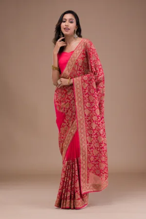 Red Zariwork Georgette Saree