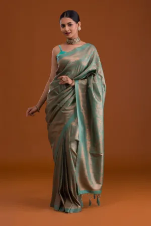 Sea Green Zariwork Banarasi Saree