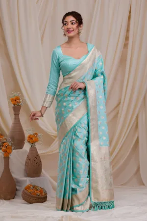 Sea Green Zariwork Silk Saree