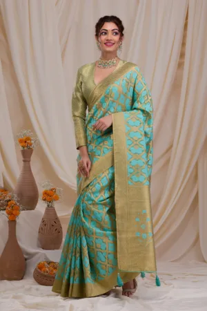 Sea Green Zariwork Art Silk Saree