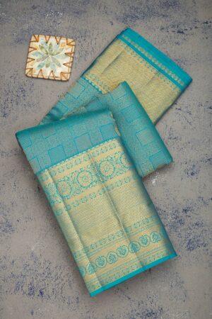 Turquoise Blue Zariwork Pure Silk Saree