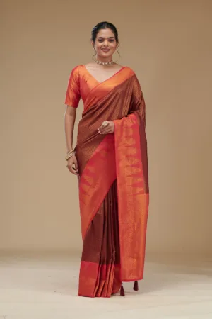 Wine Zariwork Art Silk Saree