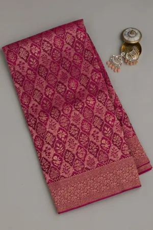 Wine Zariwork Pure Silk Saree