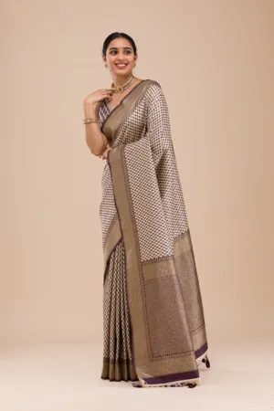 Wine Zariwork Silk Saree