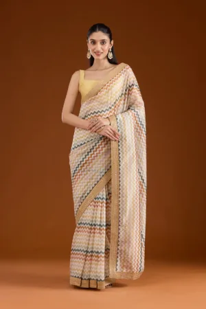 Yellow Sequins Tissue Saree
