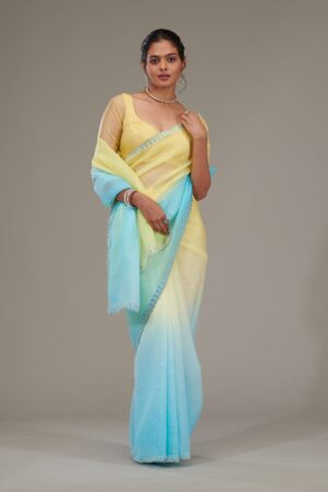Yellow Stonework Tissue Saree