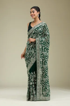 Green Zariwork Georgette Saree