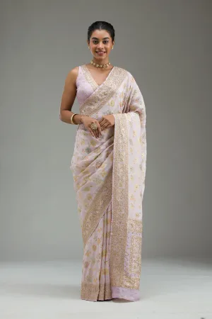 Lavender Plain Taffeta Silk Saree