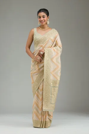 Pista Green Plain Georgette Saree