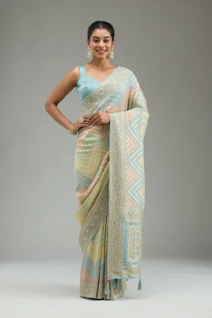 Sky Blue Plain Georgette Saree