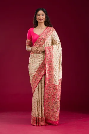 White Cutdana Art Silk Saree